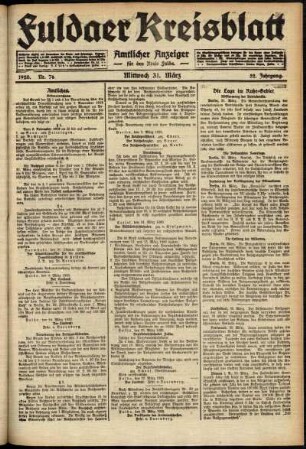Ausgabe vom Mittwoch, den 31. März 1920.