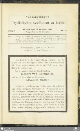 Nr. 13. Sitzung vom 25. October 1889