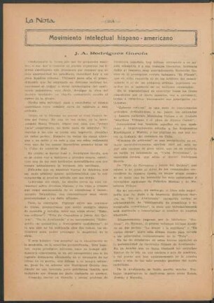 Movimiento intelectual hispano-americano : J. A. Rodríguez García