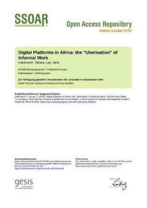 Digital Platforms in Africa: the "Uberisation" of Informal Work