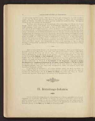 IX. Bekleidungs-Industrie