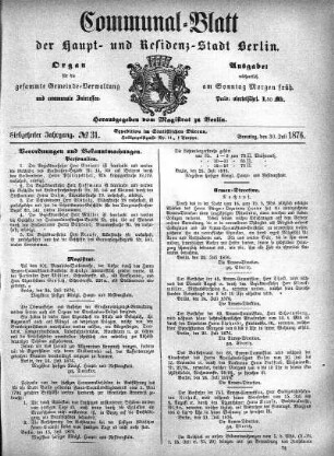 1876,31: No. 31, 30. Juli 1876