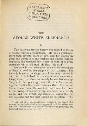 The stolen white elephant etc.