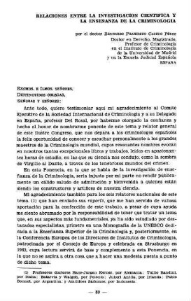 89-106, Relaciones entre la investigacion cientifica y la enseñanza de la Criminologia