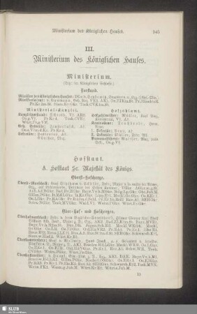 III. Ministerium des Königlichen Hauses