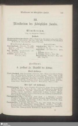 III. Ministerium des Königlichen Hauses