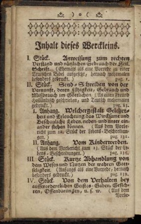 Inhalt dieses Werckleins.