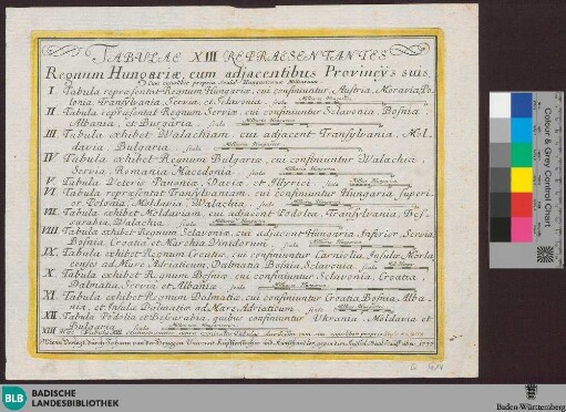 Tabulae XIII. repraesentantes - Q 4,14 : Regnum Hungariae, cum adjacentibus Provincys suis