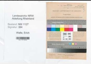 Entnazifizierung Erich Walle , geb. 27.04.1911 (Werksleiter)