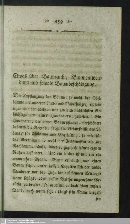 Etwas über Baumzucht, Baumentwendung und frivole Baumbeschädigung