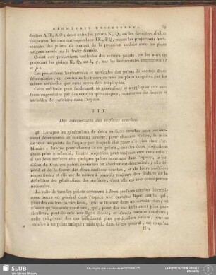 III. Des intersections des surfaces courbes