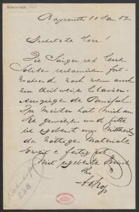 Brief an B. Schott's Söhne : 11.01.1882