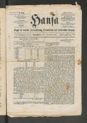 No. 182. Sonnabend, den 3. December 1853.