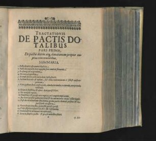 Tractationis De Pactis Dotalibus Pars Prima. De Pactis dotem atque, donationem propter nuptias concernentibus.