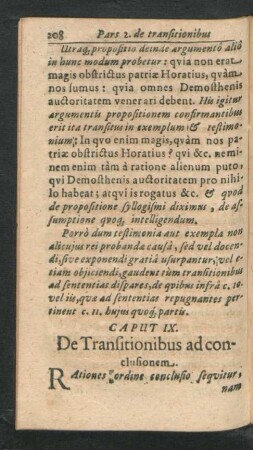 Caput IX. De Transitionibus ad conclusionem.