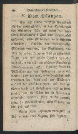 V. Vom Pflantzen