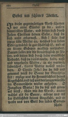Gebet um schönes Wetter