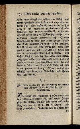 § 7. Das toties quoties und die Verordnung des trientischen Kirchenraths von den Ablässen, ein Paralellismus.