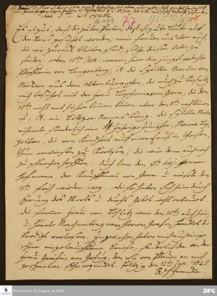 Bericht von August Hermann Francke an Heinrich XXIV. v. Reuß-Köstritz.