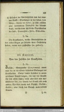 III. Kapitel. Von den Zufällen der Krankheiten