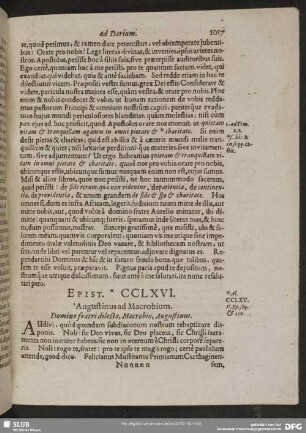 Epist. CCLXVI. Augustinus ad Macrobium