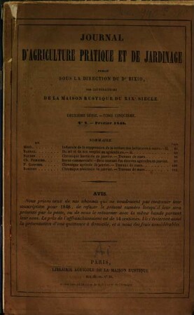 Journal d'agriculture pratique et de jardinage. 5. 1848, Nr. 2