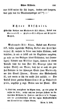 Achter Abschnitt - Historische Notizen von Mahomed-Ali-Khan, Nahob von Karnatik - Hyder-Ali-Khan, und Tippu-Saheb.