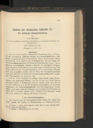 Studien zur chemischen Affinität. IX. Die allotrope Zinnumwandlung.