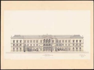 Kollegiengebäude der Kaiser-Wilhelm-Universität Straßburg Wettbewerb: Aufriss Rückansicht 1:200