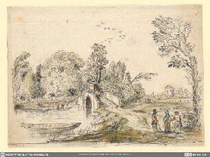 Parklandschaft mit Brücke
