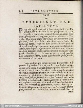CVII De Peregrinatione Sapientum