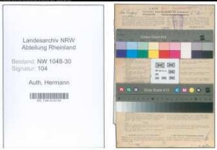 Entnazifizierung Hermann Auth , geb. 19.12.1889 (Angestellter)