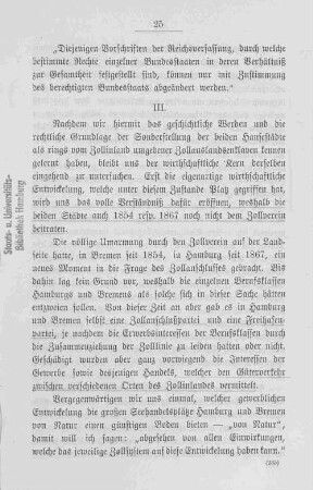 III. Wirthschaftliche Eigenthümlichkeiten der beiden Zollanschlüsse.