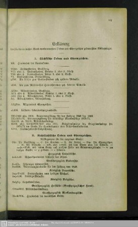 Erklärung der für die in diesem Werke vorkommenden Orden und Ehrenzeichen gebrauchten Abkürzungen