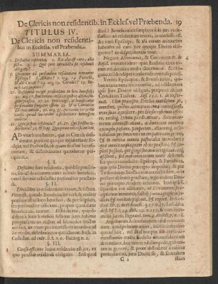 Titulus IV. De Clericis non reisidentibus in Ecclesia, vel Praebenda