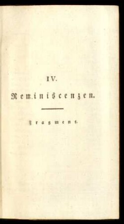 IV. Reminiscenzen. Fragment