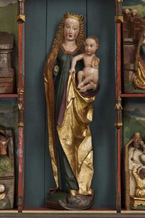 Heuchelheimer Altar — Mittelschrein - Mondsichelmadonna mit Szenen aus dem Marienleben — Mondsichelmadonna
