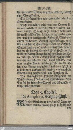 Das 5. Capitel. De Apoplexia, Schlag-Fluß