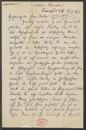 Brief an B. Schott's Söhne : 12.01.1897