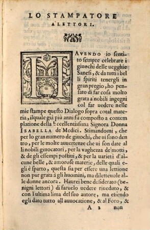 Dialogo de'Giuochi che nelle vegghie Sanesi si usano di fare : del materiale intronato