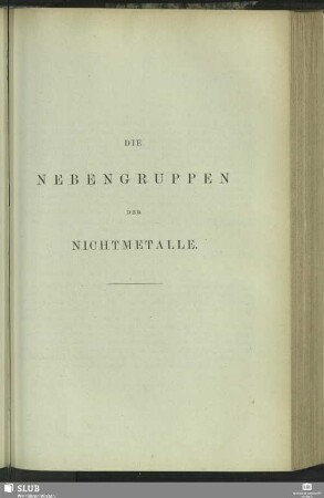 Die Nebengruppen der Nichtmetalle