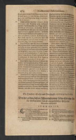 Die Hundert: Sechs und Dreyssigiste Observation.