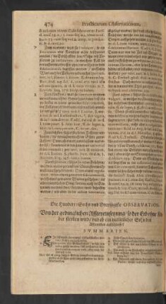 Die Hundert: Sechs und Dreyssigiste Observation.