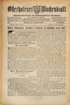 Osterhofener Wochenblatt : gerngelesenes Heimatblatt für alle Stände ; Veröffentlichung der Bekanntmachungen des Amtsgerichts, des Bürgermeisters und der Kreisbauernschaft Osterhofen, des Finanzamtes und Bezirksamtes Vilshofen und sonstiger Behörden und Vereine ; Volkszeitung für das Donau-, Isar-, Vils- und das Kollbachtal. 1895 = Jg. 9