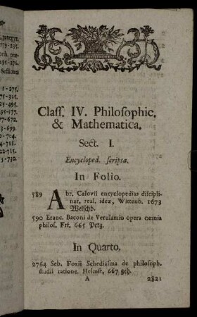 Class. IV. Philosophic. & Mathematica.