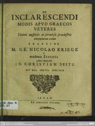 De inclarescendi Modis apud Graecos veteres