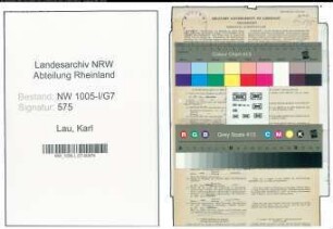 Entnazifizierung Karl Lau , geb. 15.03.1886 (Postbeamter)