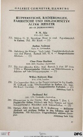 Kupferstiche,Radierungen,Farbstiche und Holzschnitte Alter Meister (Nr.215-280
