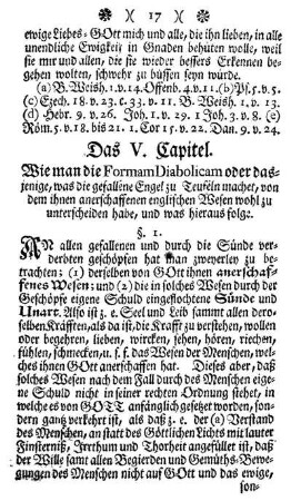 Das V. Capitel - Wie man die Formam Diabolicam oder dasjenige, was die gefallenen Engel zu Teufeln machet, .....