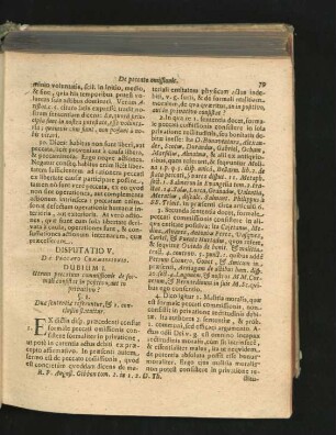 Disputatio V. De Peccato Commissionis.
